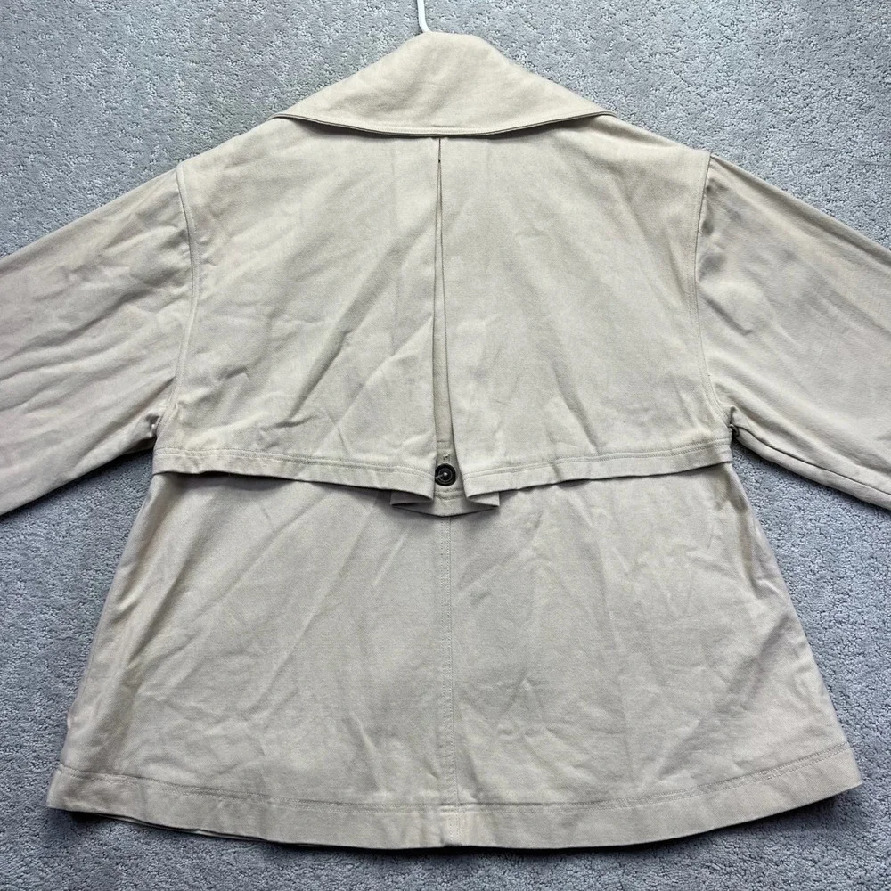 Free People Twill Jacket Womens Large Cream Beige Double Breasted Oversized Boxy